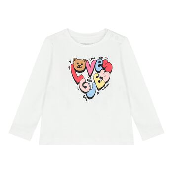 Baby Girls White Logo Long Sleeve Top