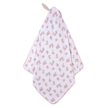 Baby Girls White & Pink Puppy Hooded Towel