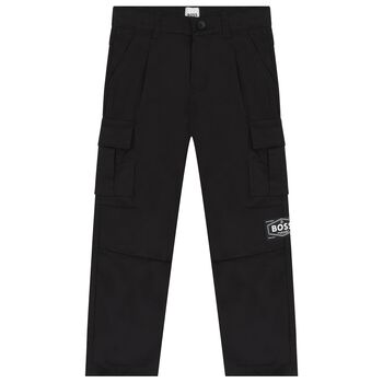 Boys Black Logo Trousers