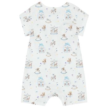 Baby Boys White & Blue Carousel Romper