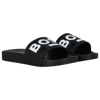 Boys Black Logo Sliders