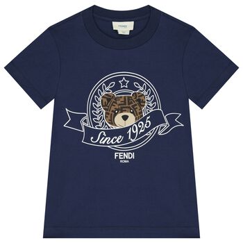 Boys Navy Blue Teddy Logo T-Shirt