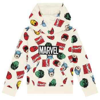 Boys Ivory Marvel Hooded Top