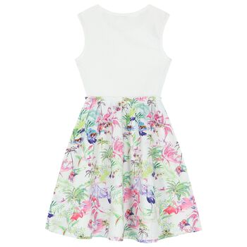 Girls Botanical Print Ribbed Dress