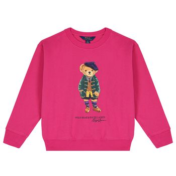 Girls Pink Polo Bear Sweatshirt