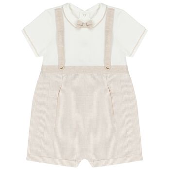 Baby Boys White & Beige Romper