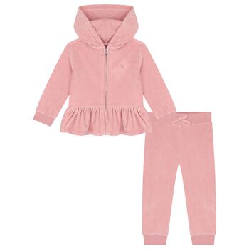 Younger Girls Pink Logo Tracksuit