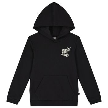 Boys Black Logo Hooded Top