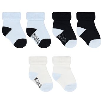 Blue, White & Navy Blue Logo Socks ( 3-Pack )