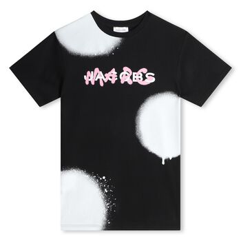 Girls Black & White Logo Dress