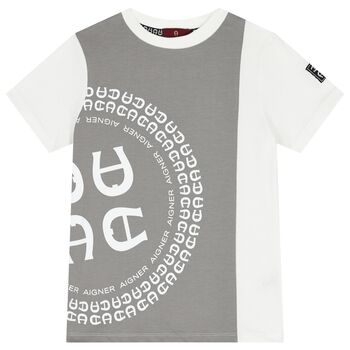 Boys White & Grey Logo T-Shirt