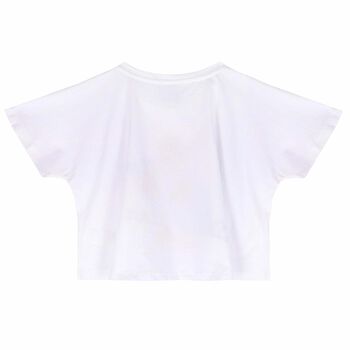 Girls White Printed T-Shirt