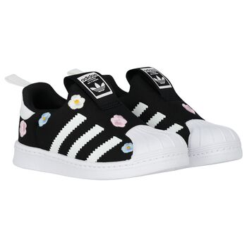 Girls Black & White Superstar 360 Trainers