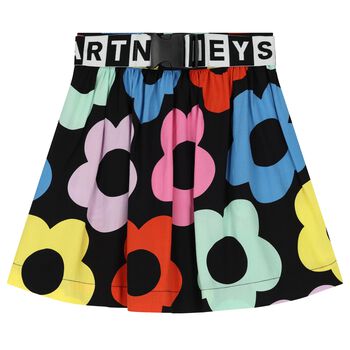 Girls Black Floral Skirt