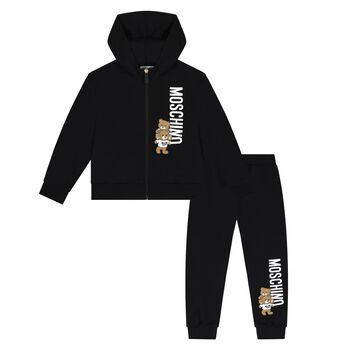 Black Teddy Bear Logo Tracksuit