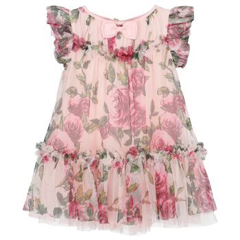 Baby Girls Pink & Red Floral Tulle Dress