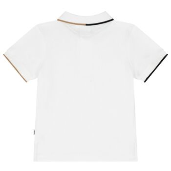 Younger Boys White Logo Polo Shirt