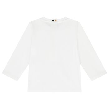 Younger Boys White Logo Long Sleeve Top