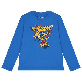 Boys Blue Logo Long Sleeve Top