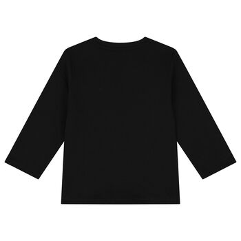 Younger Boys Black Logo Long Sleeve Top