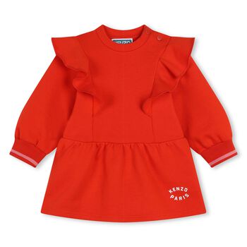 Younger Girls Red Logo Sweatshirt Dress