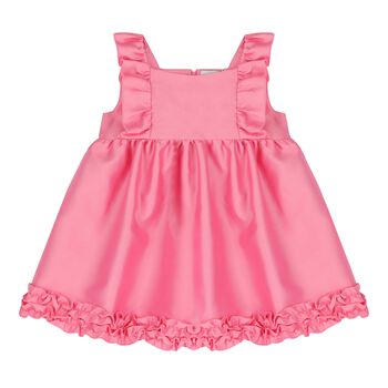 Baby Girls Pink Ruffled Satin Dress