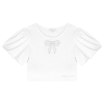 Girls White Embellished T-Shirt