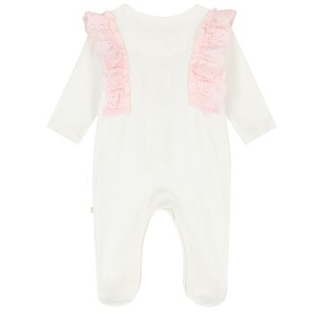 Girls Ivory & Pink Embellished Babygrow