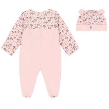 Baby Girls Pink Teddy Bear Logo Babygrow Set