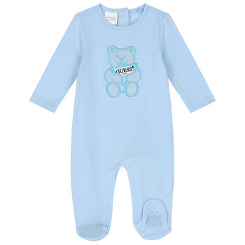 Baby Boys Blue Teddy Bear Babygrow