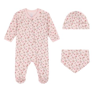 Baby Girls Pink Floral Babygrow Gift Set