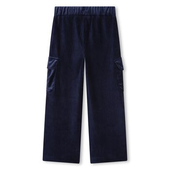 Girls Navy Blue Velvet Trousers