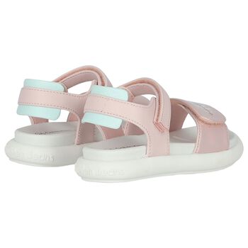 Girls Iridescent Pink Logo Sandals