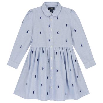 Girls Blue Logo Dress