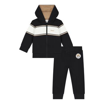 Baby Boys Black Logo Tracksuit