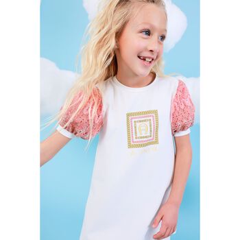 Girls Ivory Logo Dress