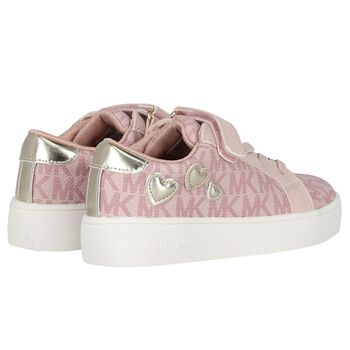 Girls Pink & Gold Logo Trainers