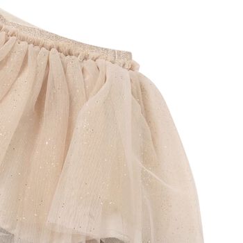 Younger Girls Beige Floral Tulle Skirt