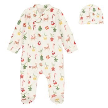 Baby Boys Ivory Festive Babygrow Set