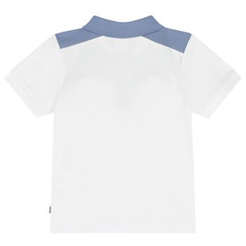 Younger Boys White Logo Polo Shirt