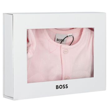 Baby Girls Pink Logo Babygrow Gift Set