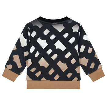 Younger Boys Black & Beige Monogram Sweatshirt