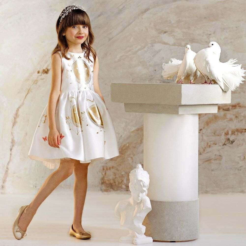 White and gold cheap dress for kids