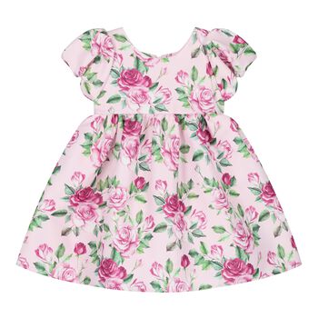 Baby Girls Pink Floral Satin Dress