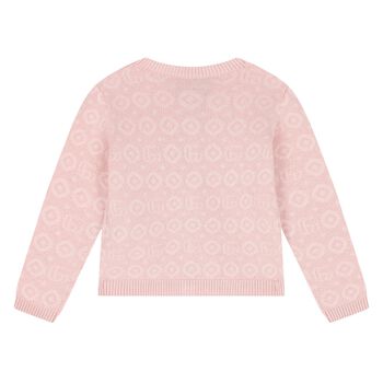 Younger Girls Pink Logo Cardigan