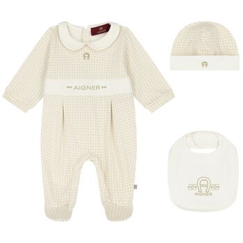 Ivory Logo Babygrow Gift Set