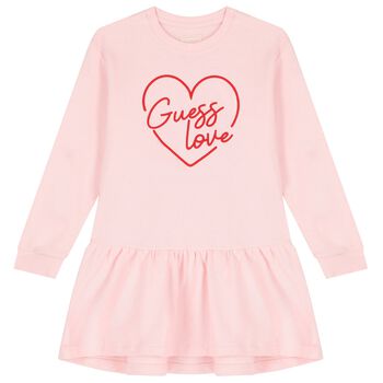 Girls Pink Heart Logo Dress