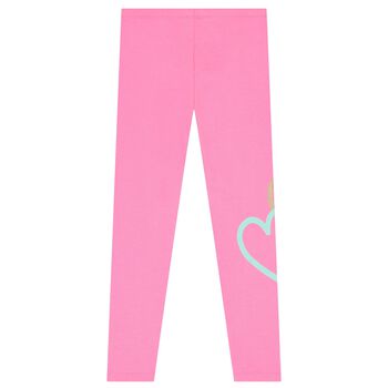 Girls Pink Heart Leggings