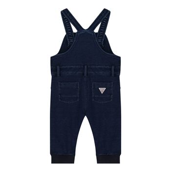 Baby Boys Navy Blue Logo Denim Dungarees