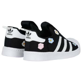 Girls Black & White Superstar 360 Trainers